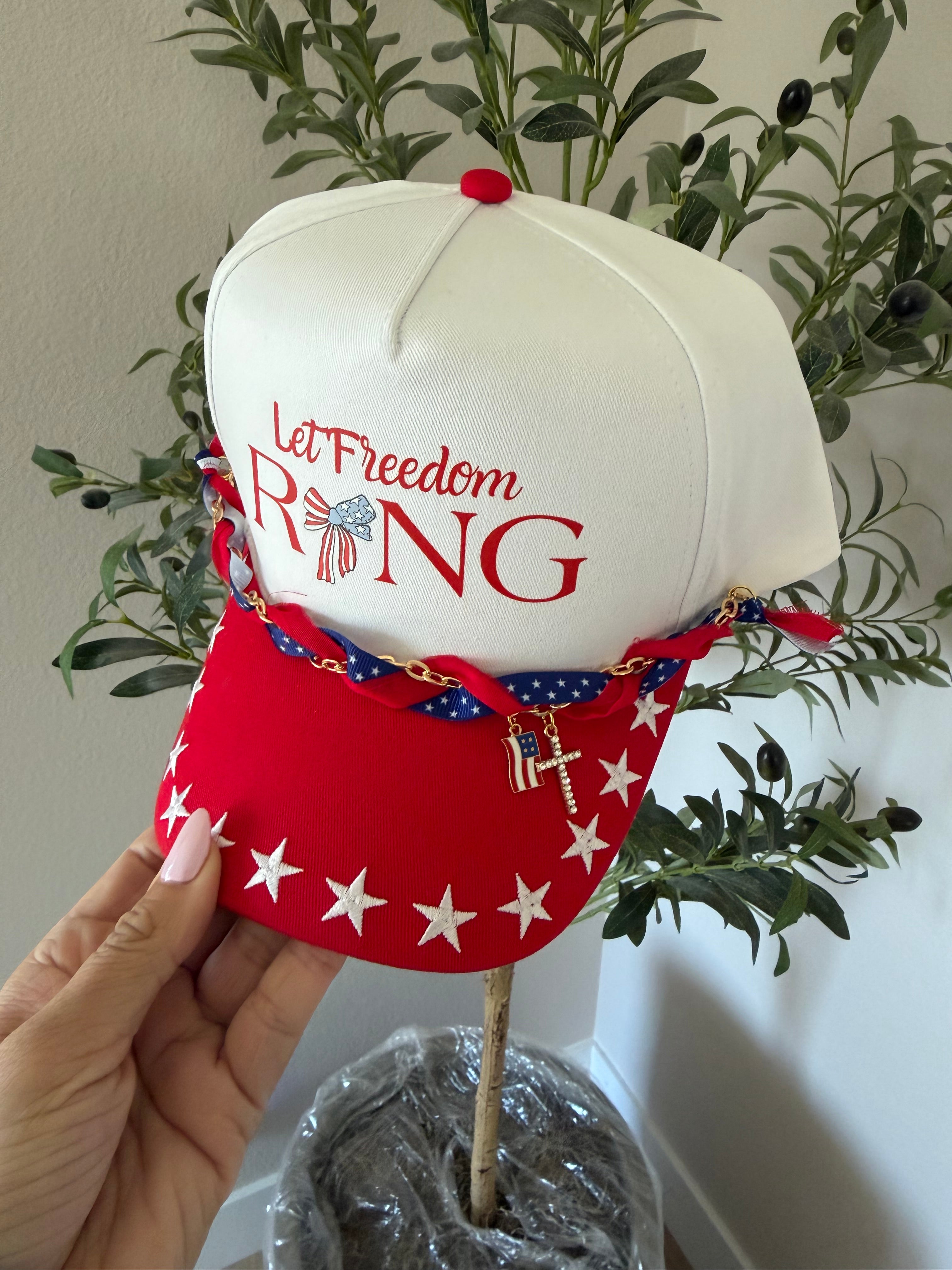 Flag Crystal Cross Fabric Hat Chain